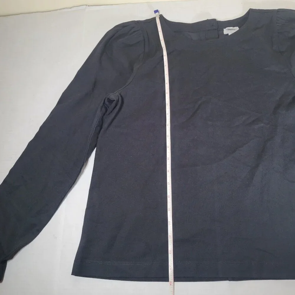 J.Crew Puff Sleeve Button Back Long Sleeve Cotton Top Size M
